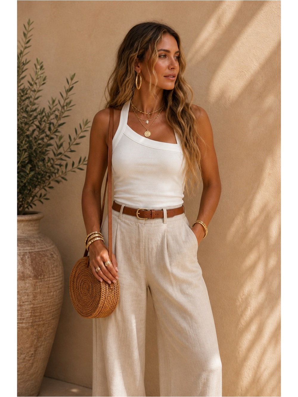 NWT Asymmetrical Halter Tank - WHITE